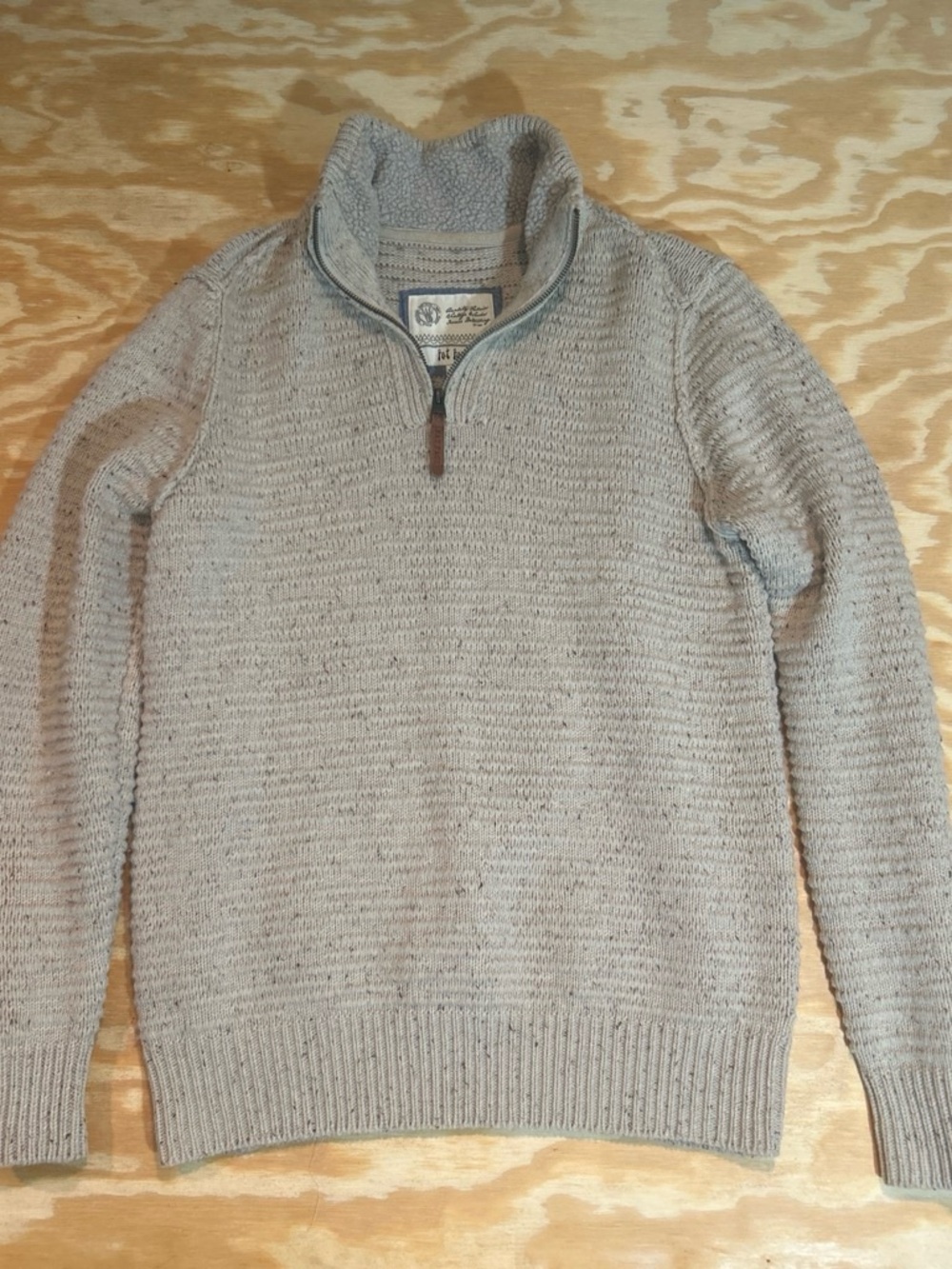 Fat Face Men's Light Gray Half-Zip Wool Blend Knit Sweater Size M